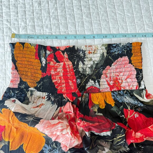 11 Uptown Floral Smocked Waist Skirt Cupra Blend Made In India - Picture 5 of 9